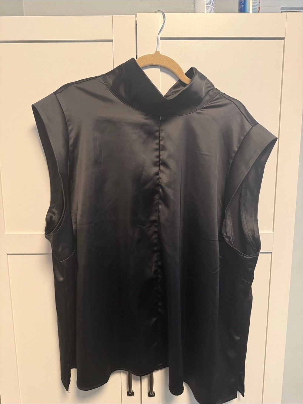 Eloquii Black Satin Mock-Neck Sleeveless Camisole